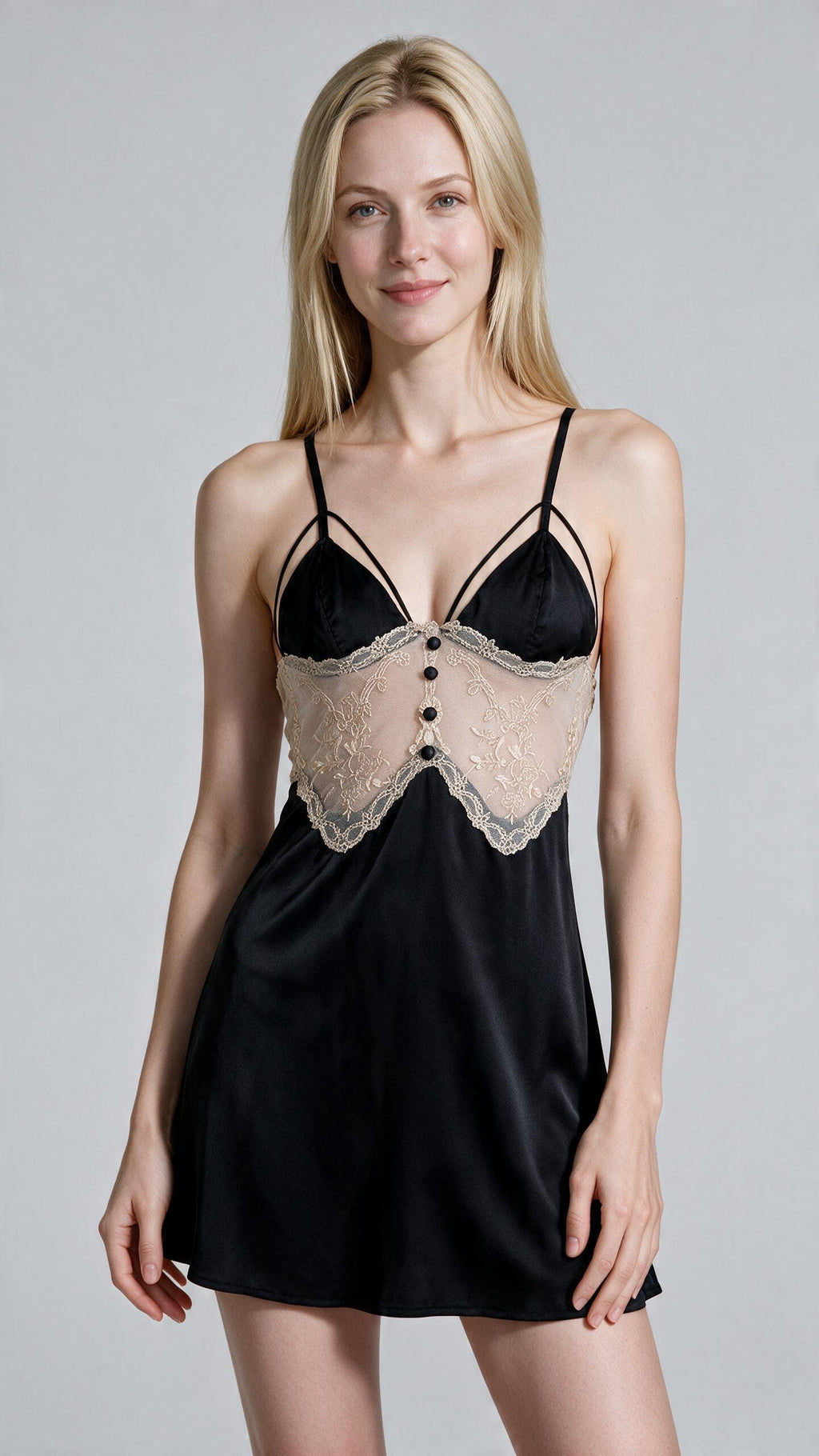 Noir Black Sheer Contrast Babydoll