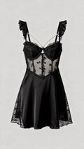 Midnight Black Pearl Trimmed Babydoll