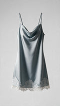 Frost Blue Satin Lace Trim Slip