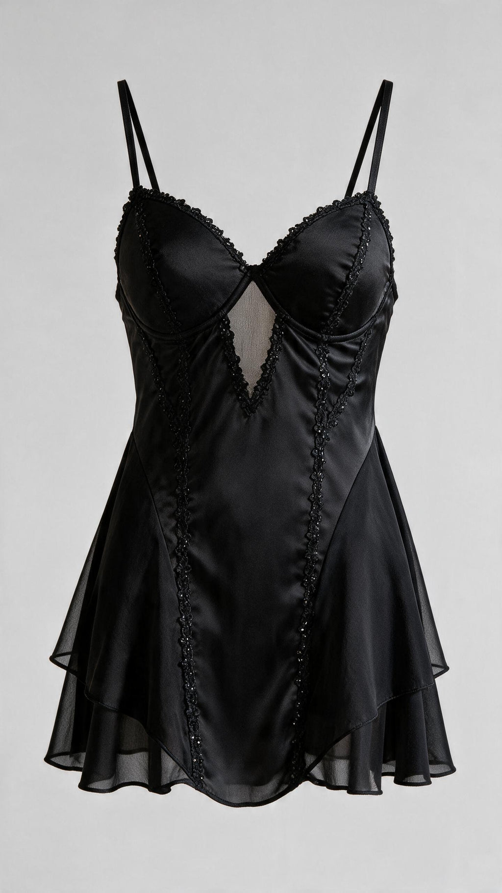 Noir Black Sheer Satin Babydoll