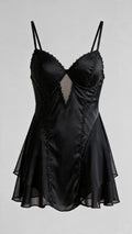 Noir Black Sheer Satin Babydoll