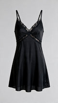 Midnight Black Trimmed Lace Chemise