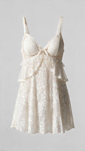 Creamy Ivory Pearl-Chain Lace Babydoll