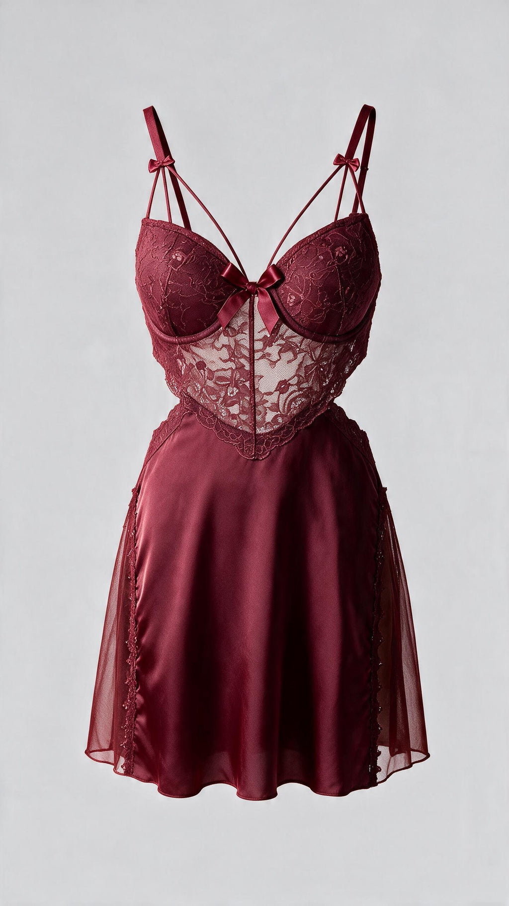 Burgundy Romance Lace Halter Chemise