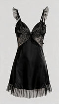 Midnight Black Butterfly Applique Babydoll